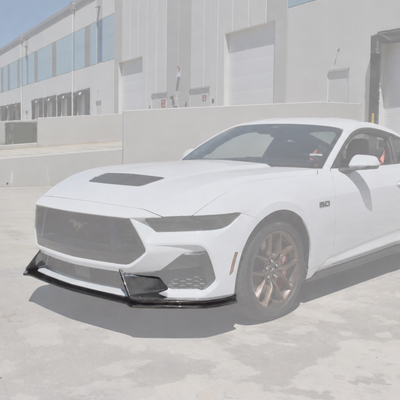 V2 Style Carbon Fiber 3-Piece Front Lip Splitter with Side Winglets For 24-26 Ford Mustang S650