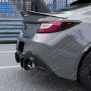Low-angle ground shot highlighting the deep, aggressive profile of the V-style shark fins.