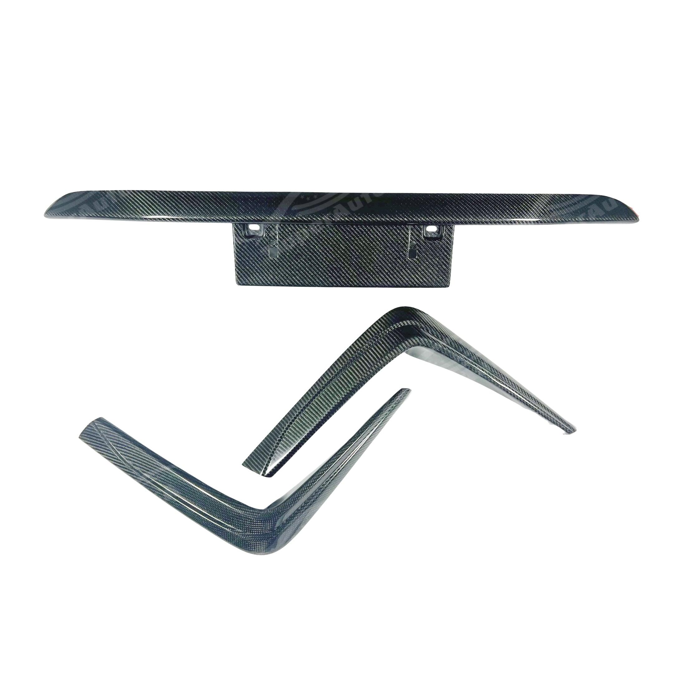 Real Carbon Fiber Front Bumper Vent Garnish Canards w/ Plate Fits