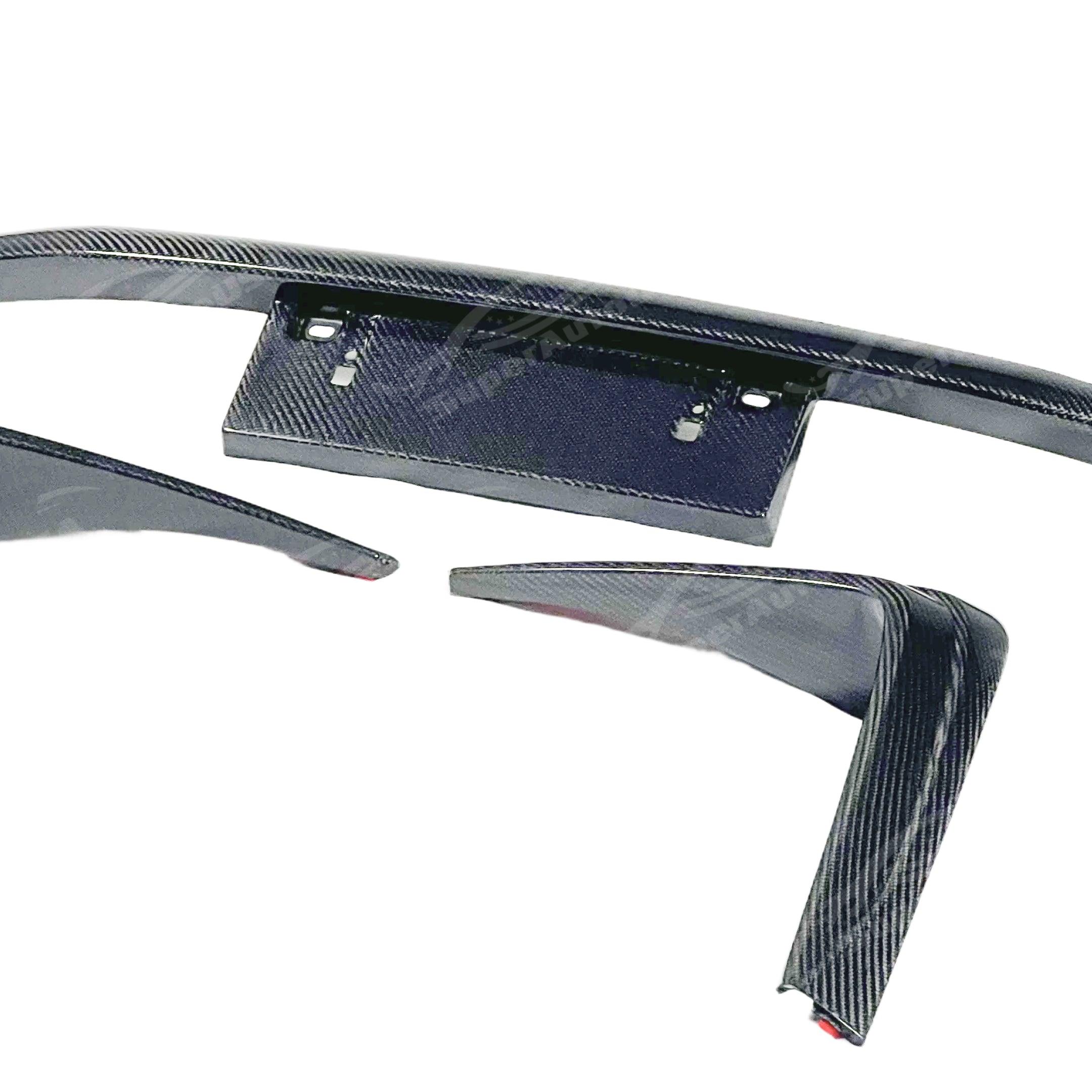 Real Carbon Fiber Front Bumper Vent Garnish Canards w/ Plate Fits