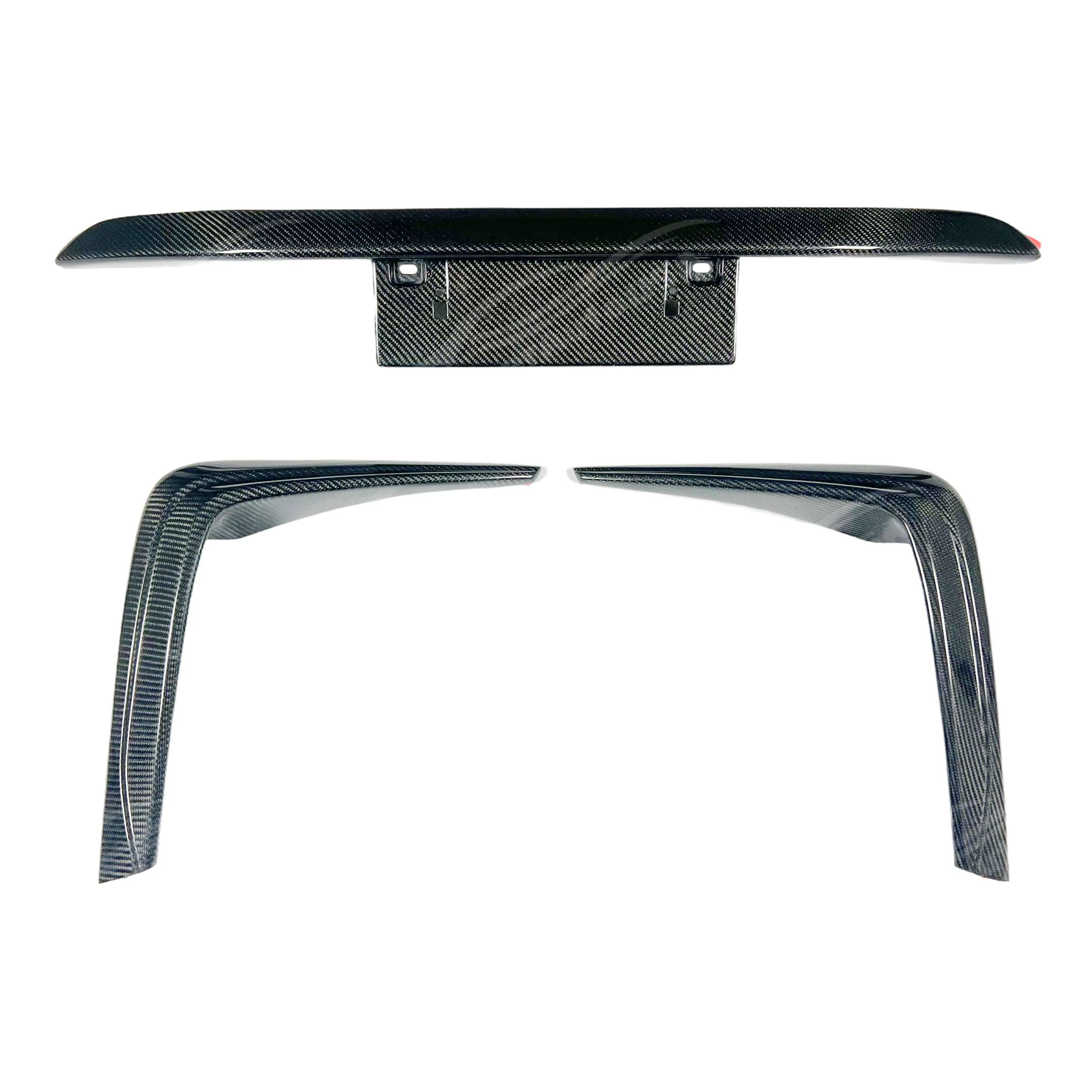 Real Carbon Fiber Front Bumper Vent Garnish Canards w/ Plate Fits