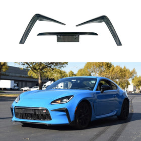 Fits 2022-2025 Toyota GR86 Real Carbon Fiber Front Bumper Vent Garnish Canards w/ Plate