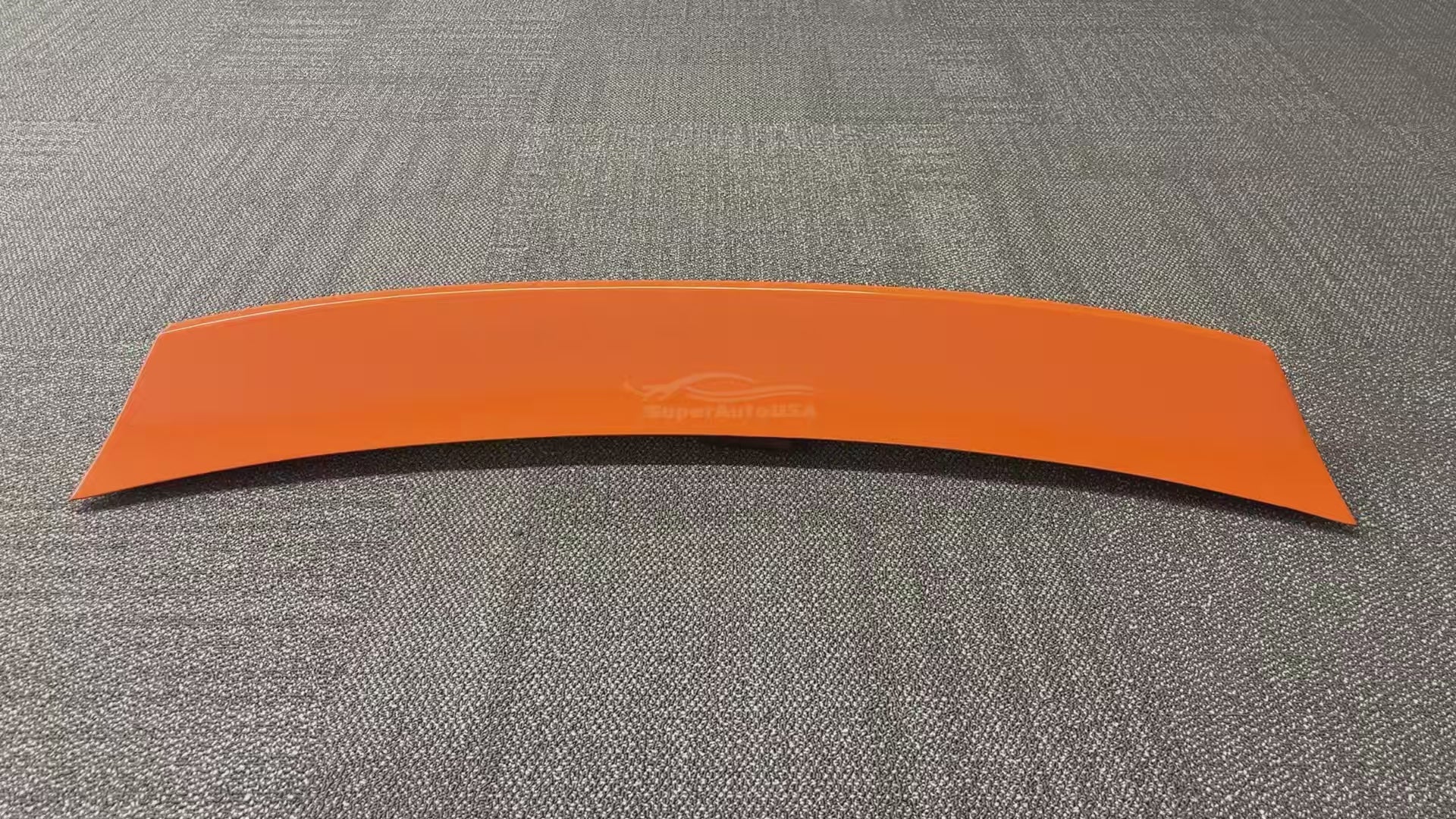 Close-up of the Duck Bill Low Profile Spoiler in Solar Orange Pearl on WRX STI 2022 2023 2024, showcasing the seamless color match and sleek design.