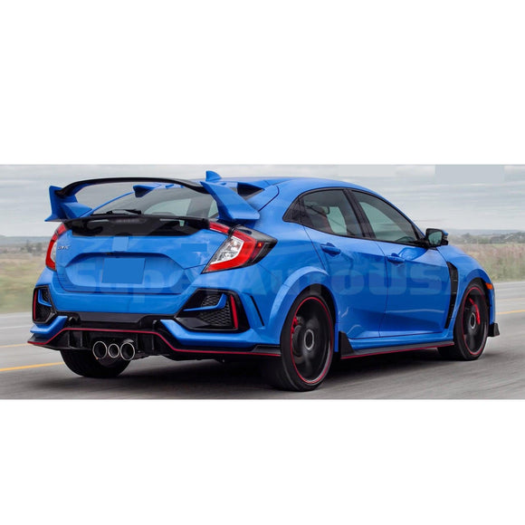 Fits 2017-2021 Honda Civic Hatchback Rear Bumper Garnish Reflectors (Black & Red Trim)