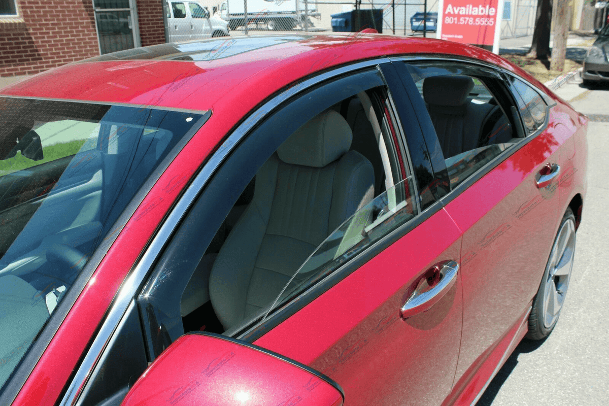 Smoke Tinted Window Visor Rain Guards For 2020-2025 Hyundai Sonata - Chrome Trim, Aerodynamic Design, Easy Clip-On Installation