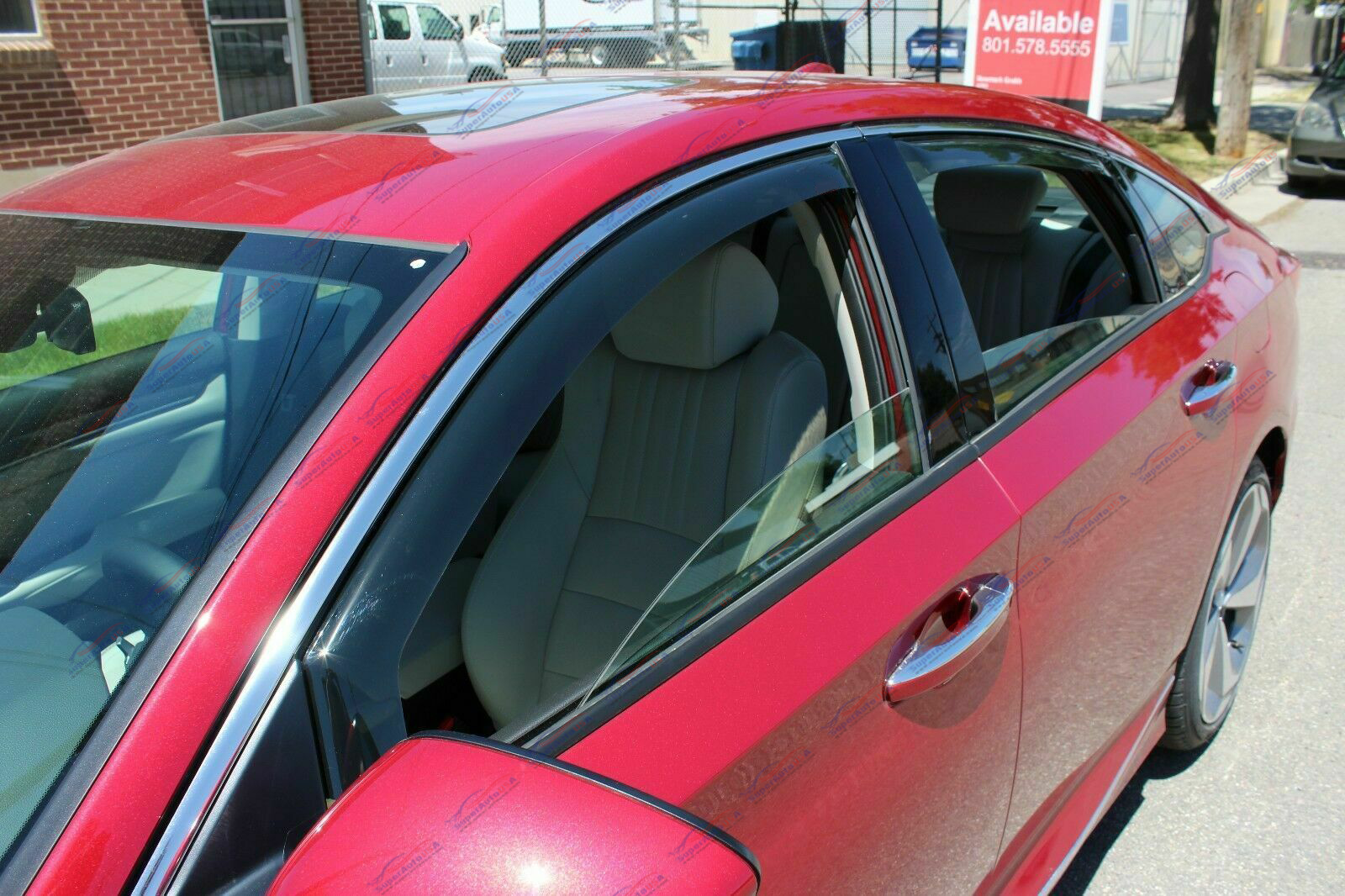 Dynamic angle of the Kia Forte with In-Channel Vent Window Visors Rain Guards, illustrating their role in deflecting rain and minimizing wind noise