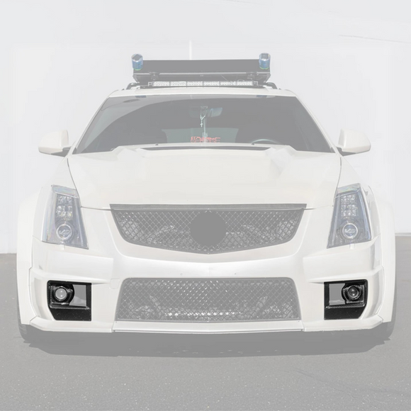 High-gloss carbon fiber fog light bezel for Cadillac CTS-V 2009-2015