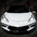  Full front view of a 2021 Corvette C8 with Carbon Flash Metallic LED DRL bezel insert