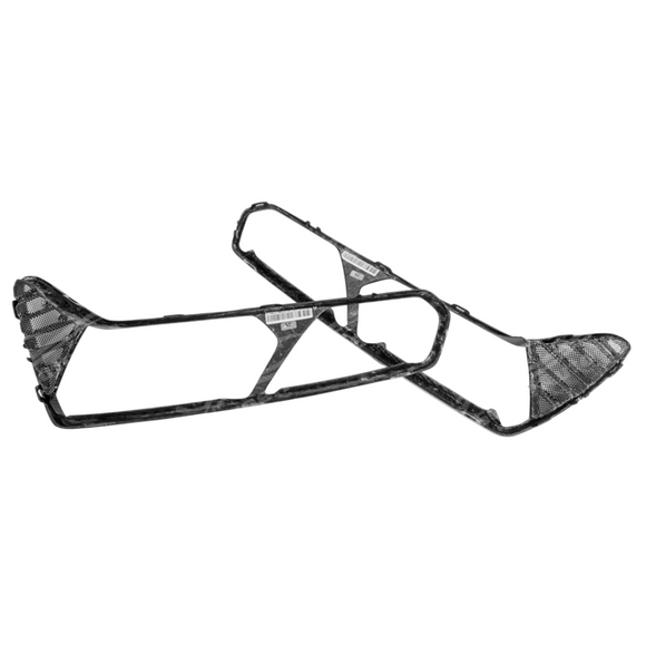 Rear view of uninstalled carbon fiber tail light bezels