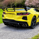 Rear lid roof spoiler wing on a yellow Corvette C8