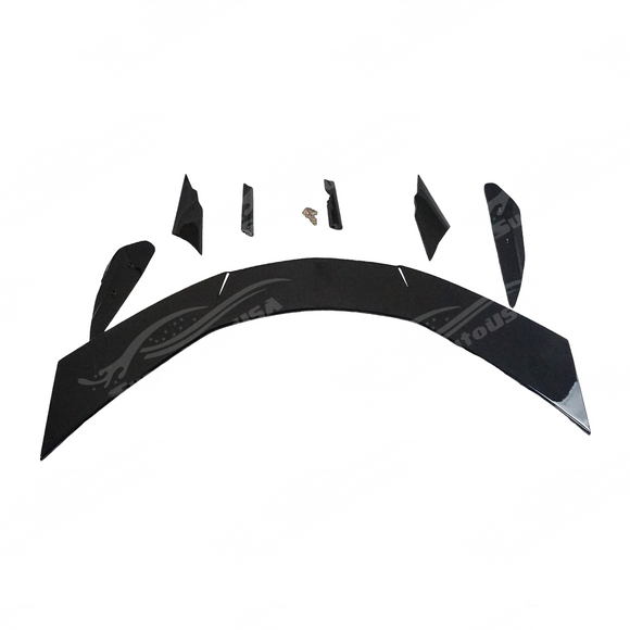 Uninstalled rear lid roof window visor spoiler wing, top view