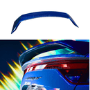 Rear angle showing the Celestial Blue Metallic Rear Spoiler Wing on a 2018-2024 Kia Stinger, integrating quad exhaust and holes for exhaust pipe decoration, emphasizing the sporty and aggressive look