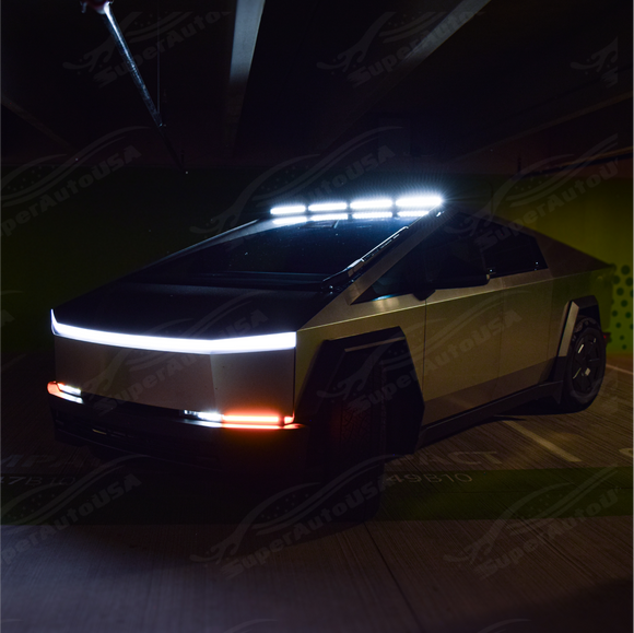 Fits Tesla Cybertruck LED Light Bar Off-Road Gloss Black Roof Top Light Lamp Bar