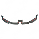 Uninstalled carbon fiber front lip splitter, top view