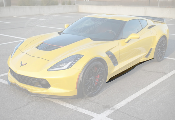 Z06 Style Carbon Fiber Print Side Skirt Rocker Panels For 2014-2019 Chevrolet Corvette C7