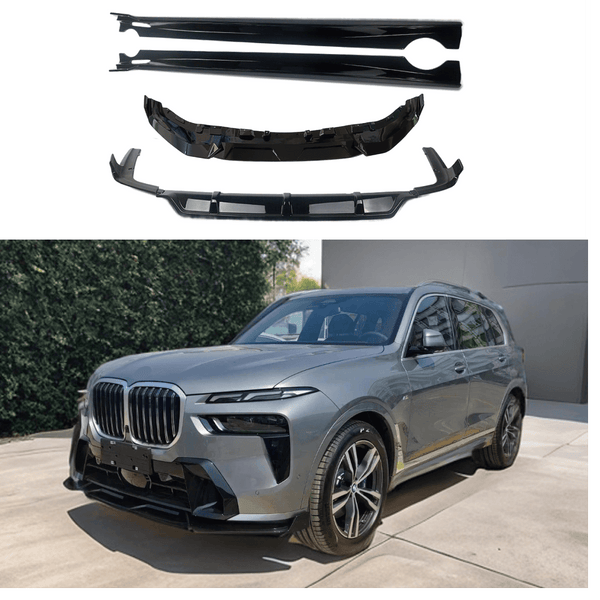 For 2023-2024 BMW X7 G07 LCI SUV Gloss Black Front Bumper Lip Spoiler Splitter e