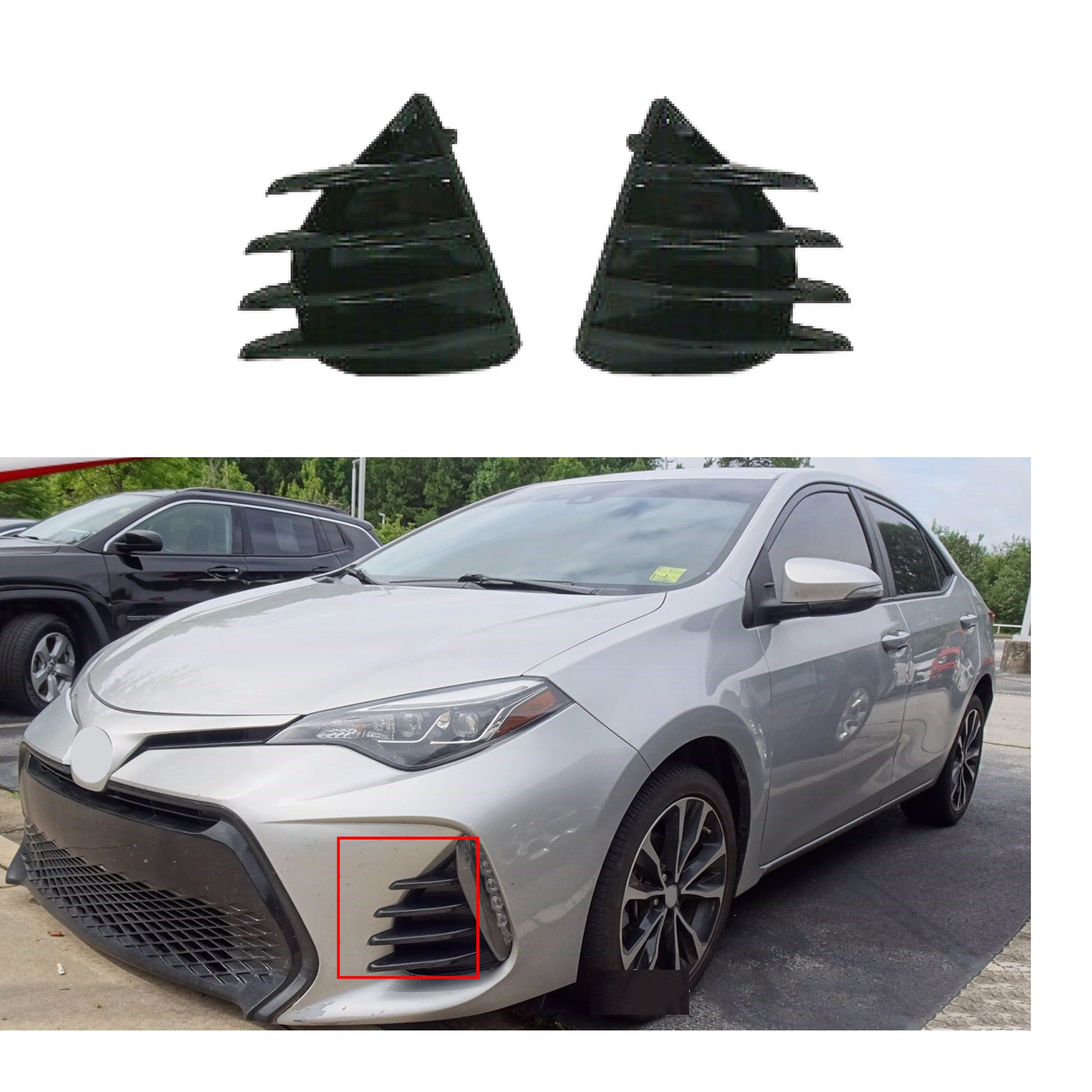 Fits 2017-2019 Toyota Corolla SE XSE DRL Fog Light Bezel Left Right Pair Cover Set