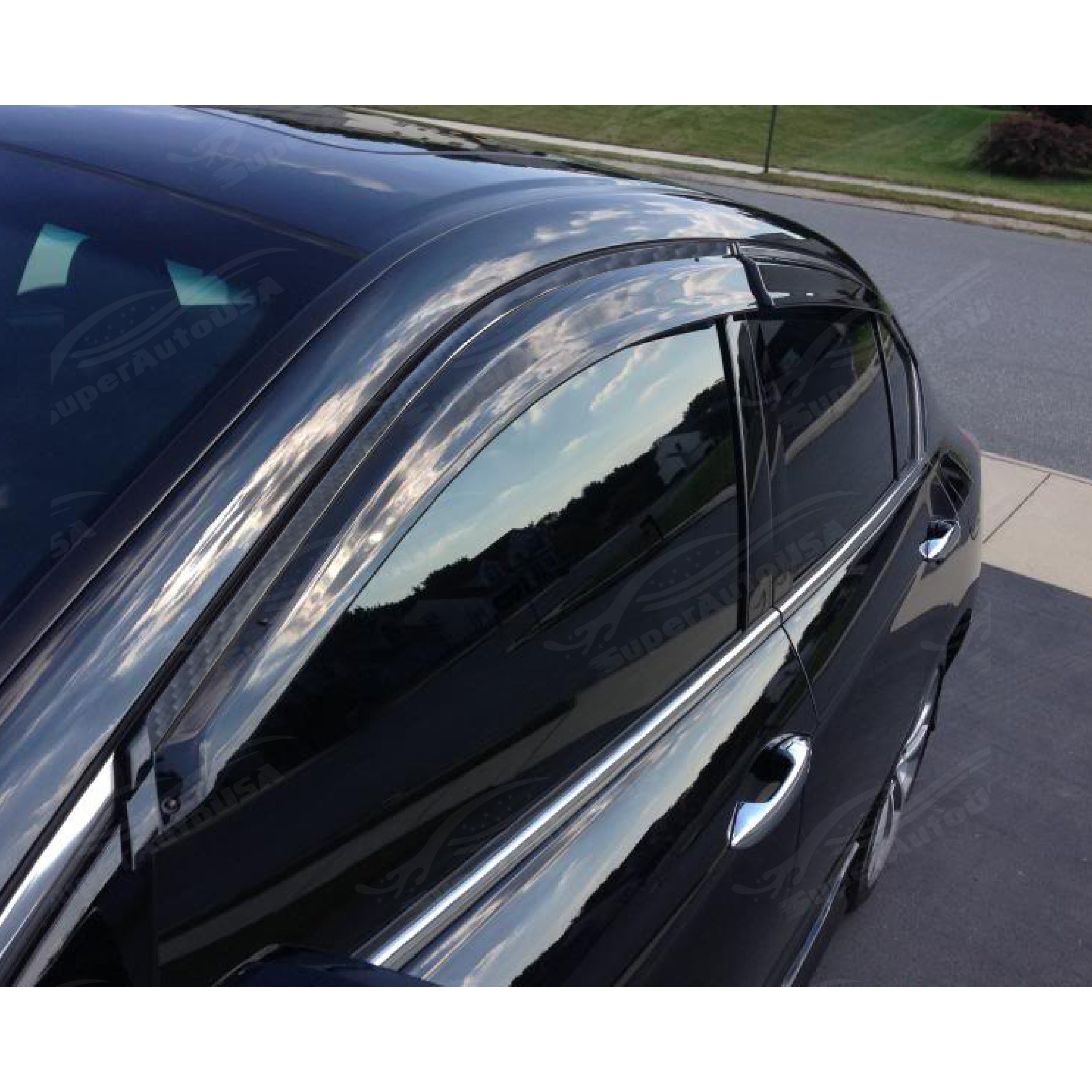 Fits Acura TLX 2015-2020 Carbon Trim Window Visor Rear Roof Spoiler Bundle - 0