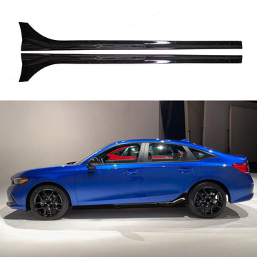 Kit de extensión de faldones laterales para Honda Civic 2022-2024 (negro brillante/raya roja) 