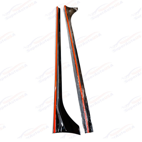 For 2020-2026 Honda Civic Side Skirts Extension Body Kit (Gloss Black/Red Stripe)