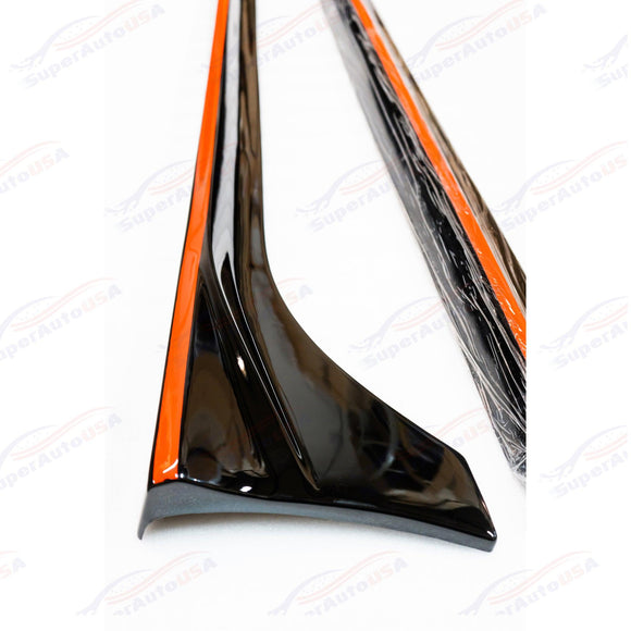 For 2020-2026 Honda Civic Side Skirts Extension Body Kit (Gloss Black/Red Stripe)