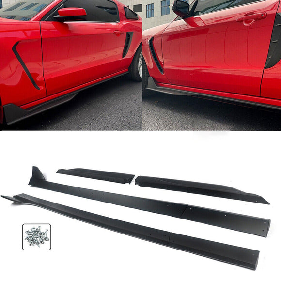 Fits 2010-2014 Ford Mustang GT500 Style Matte Black Side Skirts Extension