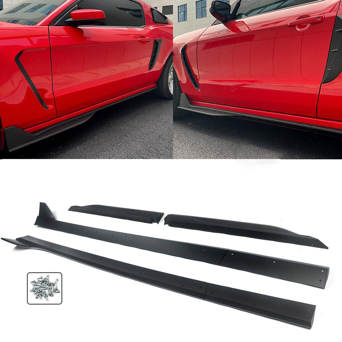 Fits 2010-2014 Ford Mustang GT500 Style Matte Black Side Skirts ...