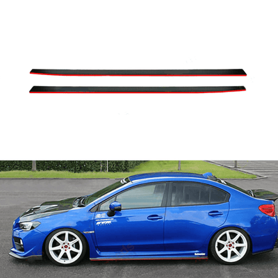 Fit 2015-2021 Subaru Impreza WRX STI Sedan Side Skirts Body (Gloss Black Red Trim)
