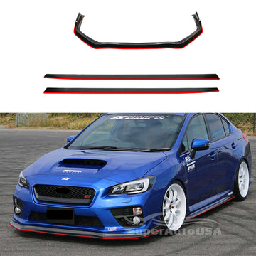 Se adapta al conjunto de faldones laterales de carrocería y alerón de parachoques delantero Subaru WRX STI 2015-2021 (moldura negra brillante y roja) 