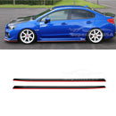 Fit 2015-2021 Subaru WRX STI Side Skirts Body and Front Bumper Lip Spoiler Set (Gloss Black & Red Trim)-3