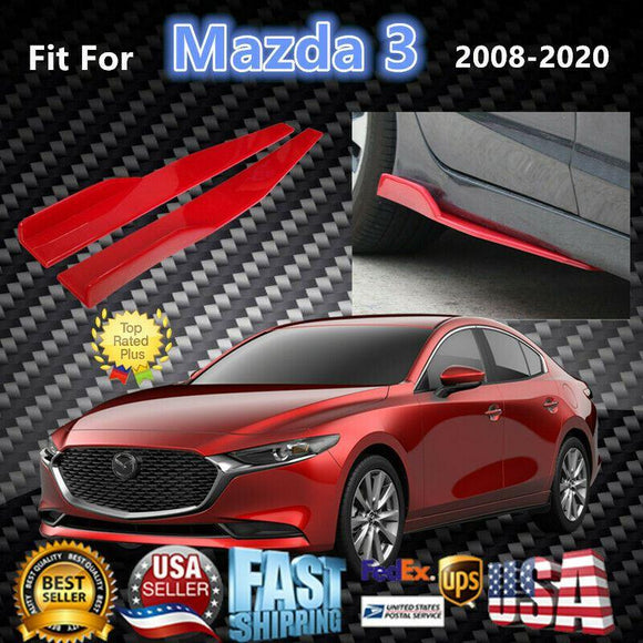 Fit 2008-2020 Mazda 3 Side Skirts Splitters Spoiler Diffuser Wings (Red)
