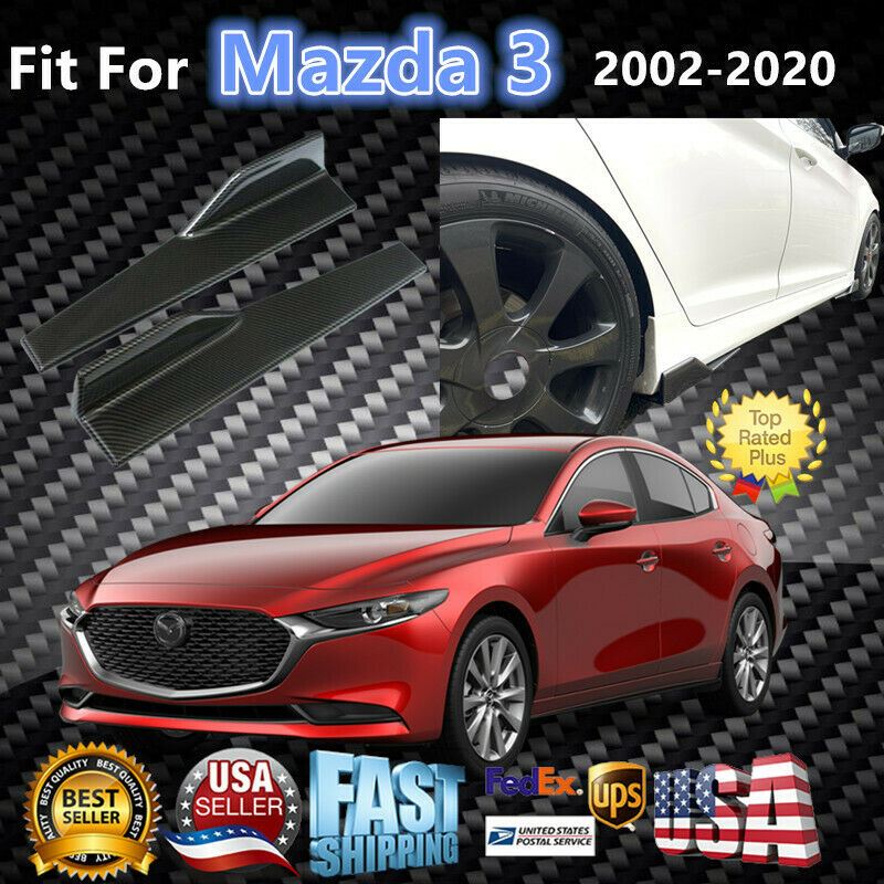 Ajuste 2008-2020 Mazda 3 faldones laterales difusor alas de alerón (impresión de fibra de carbono)