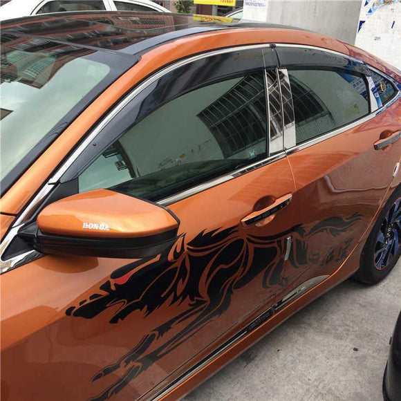 Fit 2016-2020 Honda Civic Clip-On Chrome Trim Vent Window Visors Rain Sun Wind Guards Shade Deflectors