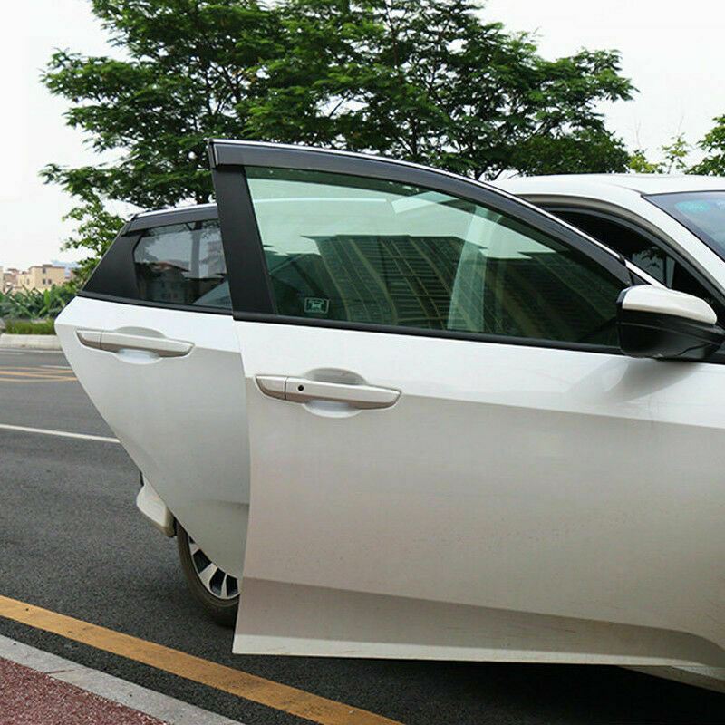 Fit 2016-2020 Honda Civic Clip-On Chrome Trim Vent Window Visors Rain Sun Wind Guards Shade Deflectors