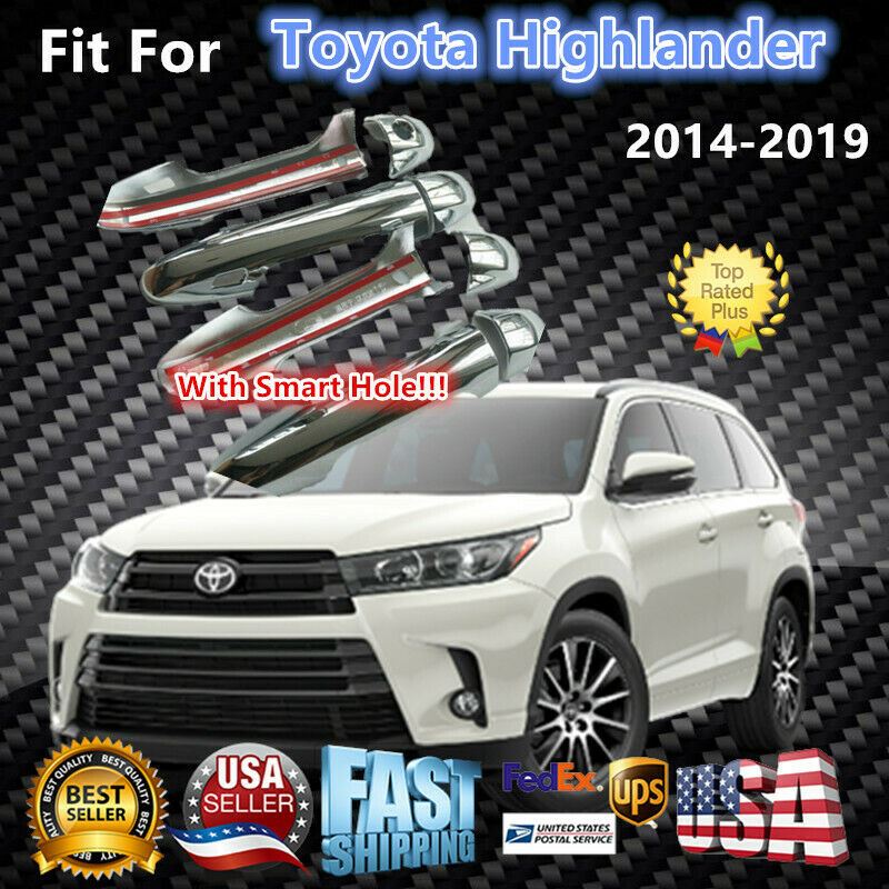 Fit 2014-2019 Toyota Highlander Door Handle Cover (Chrome, Smart Holes)