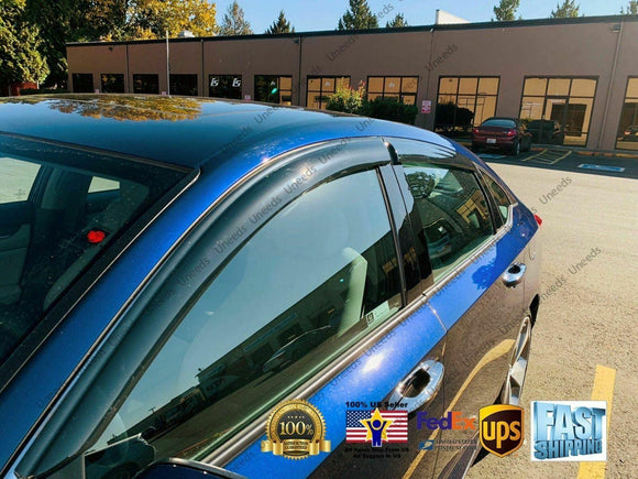 Fit 2018-2023 Honda Accord Out-Channel Vent Window Visors Rain Sun Wind Guards Shade Deflectors