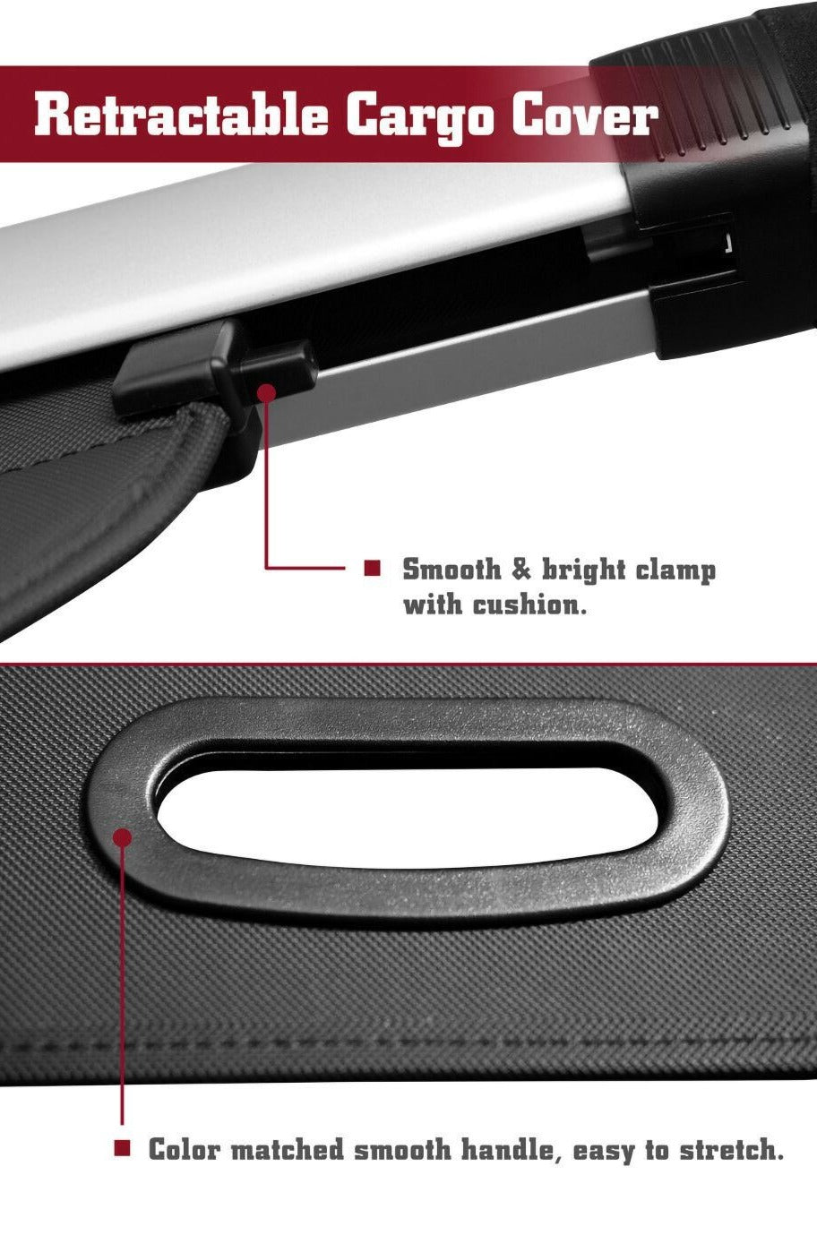 For Hyundai Santa Fe 2019-2021 Luggage Rear Trunk Retractable Tonneau Cargo Cover and Free Net (Black)