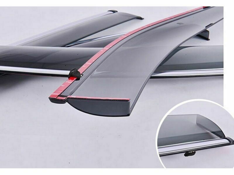 Fit 2016-2022 Honda HR-V Clip-On Chrome Trim Vent Window Visors Rain Sun Wind Guards Shade Deflectors