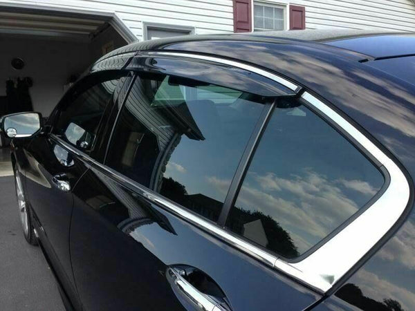 Fit 2016-2020 Honda HR-V Clip-On Chrome Trim Vent Window Visors Rain Sun Wind Guards Shade Deflectors