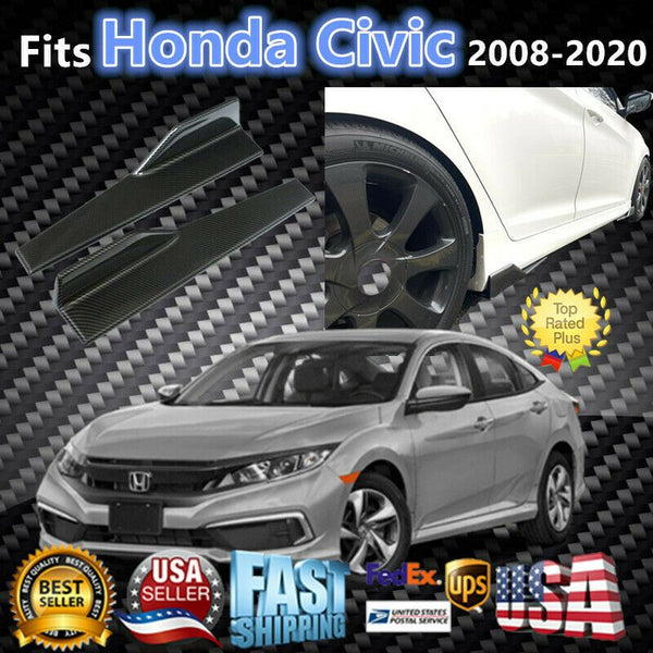 Fit 2008-2020 Honda Civic Side Skirts Spoiler Diffuser Wing (Carbon Fiber Print)