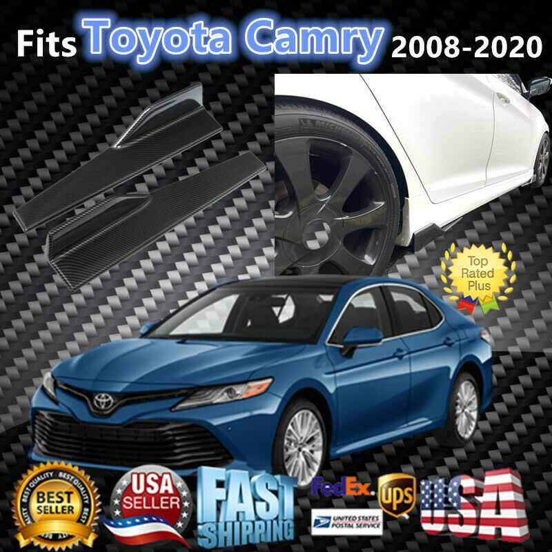 Fit 2008-2020 Toyota Camry Side Skirts Spoiler Diffuser Wing (Carbon Fiber Print)