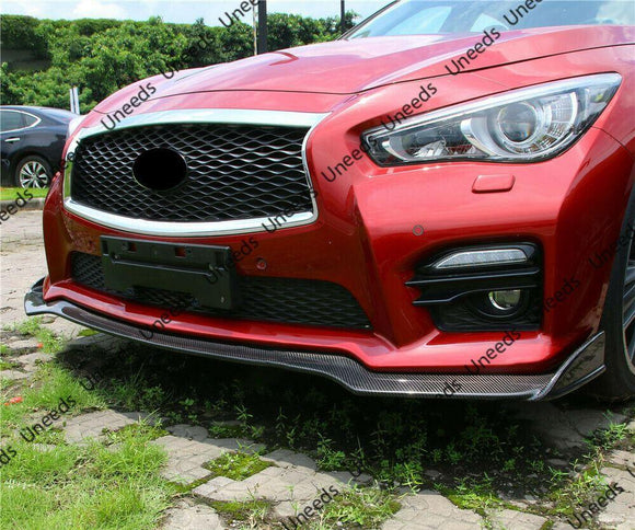 Fits 2014-2017 Infiniti Q50 Sport Front Bumper Lip Spoiler (Carbon Fiber Print)