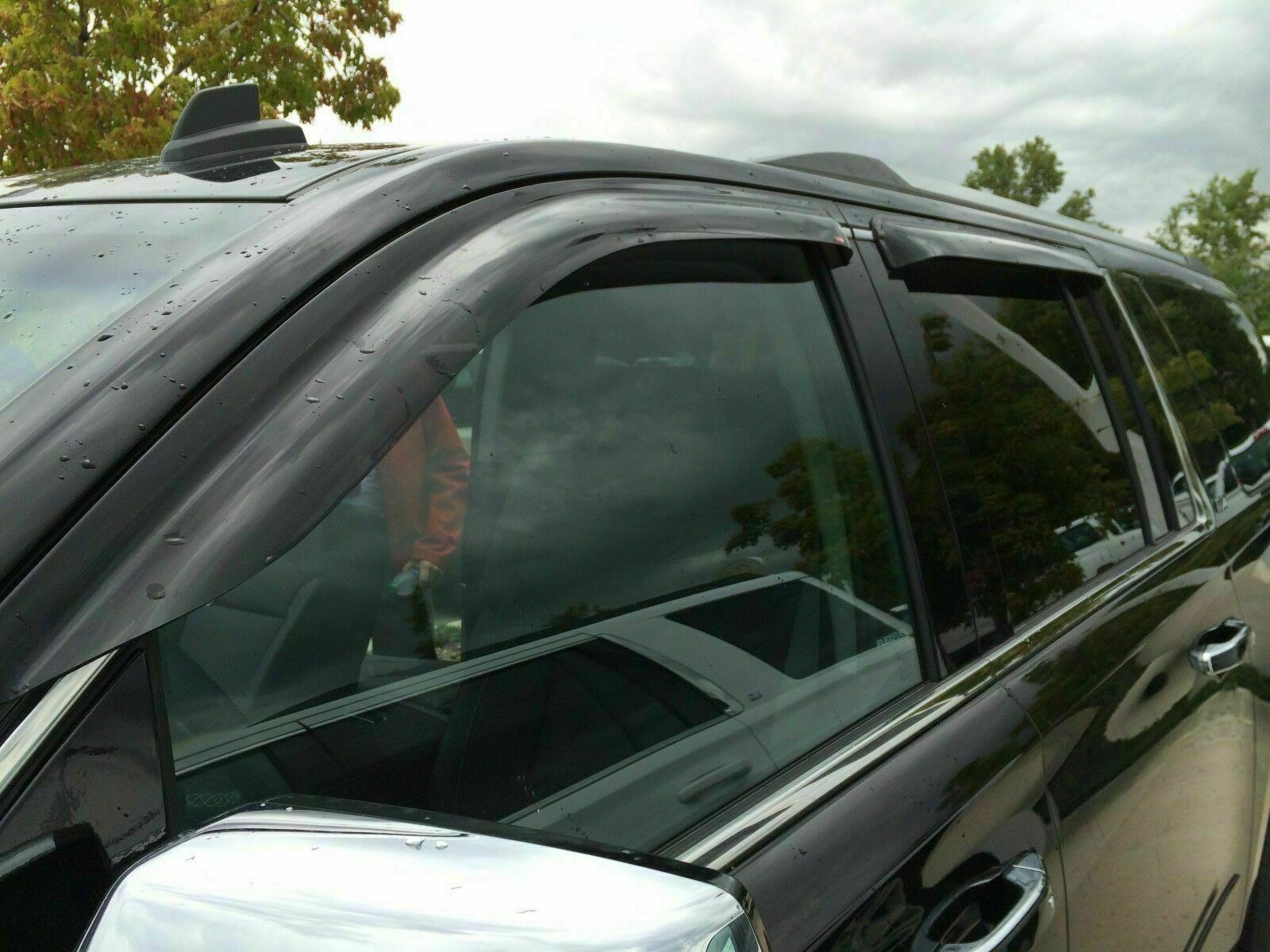 Ajuste 2015-2021 Chevrolet Suburban 1500 GMC Yukon XL Estilo OE Vent Window Viseras Rain Sun Wind Guards Shade Deflectors - 0