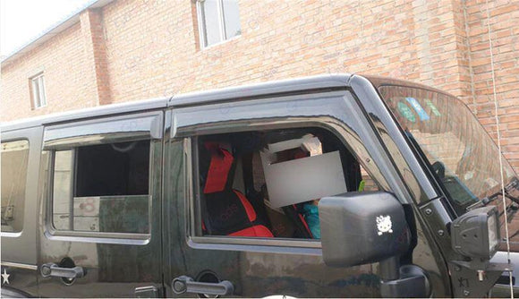 Se adapta a JEEP Wrangler JK 2007-2018, viseras para ventanas con ventilación de canal exterior, protectores contra la lluvia, el sol y el viento, deflectores de sombra 