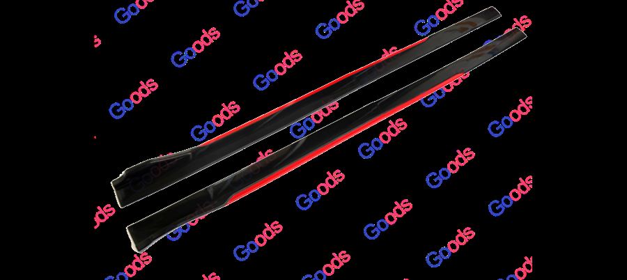 Fit Honda Side Skirts Extension Panel Splitters 94'' Body (Gloss Black with Red Trim)
