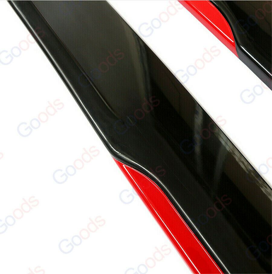Fit Honda Side Faldas Extension Panel Splitters 94'' Body (Negro brillante con borde rojo)