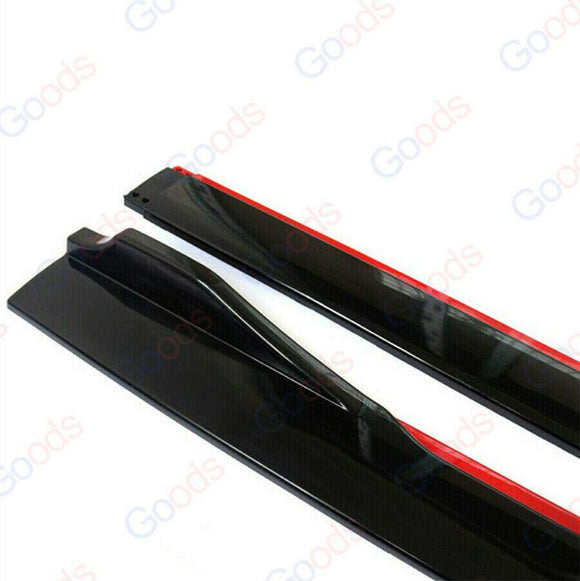 Fit Honda Side Skirts Extension Panel Splitters 94'' Body (Gloss Black with Red Trim)
