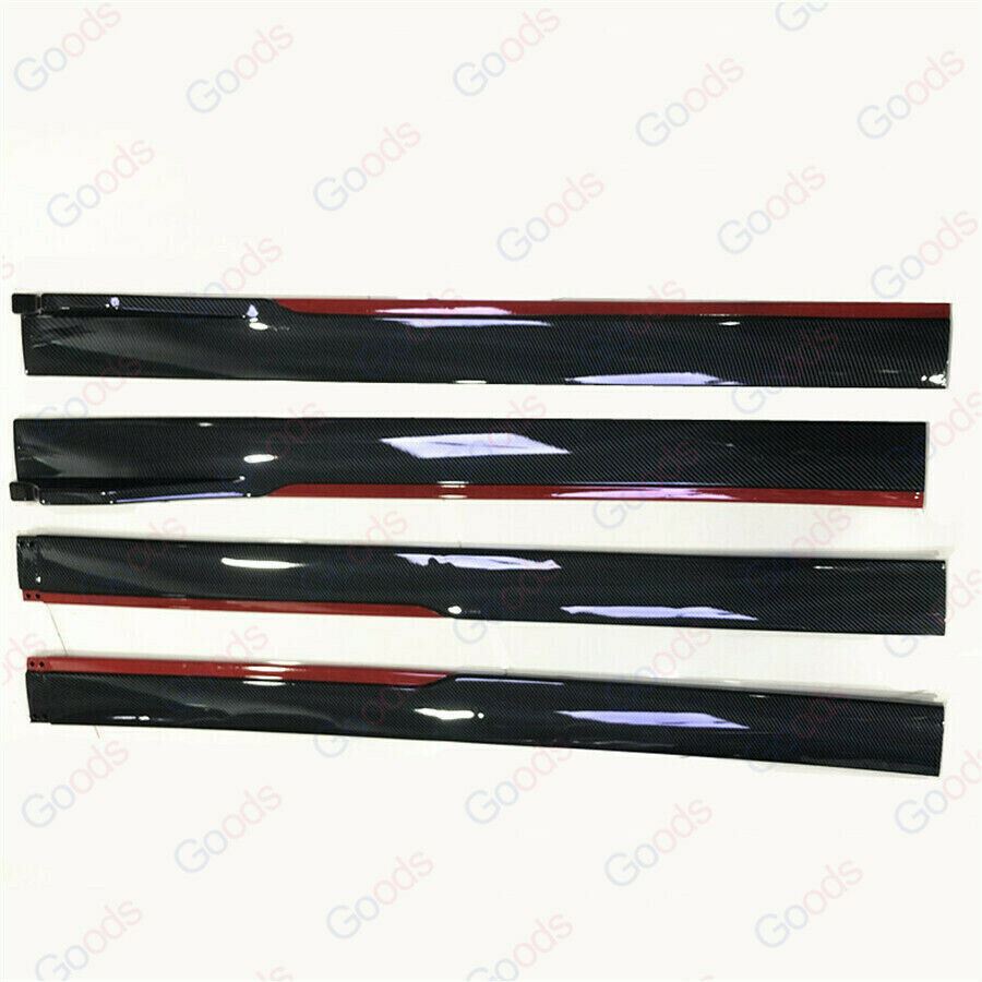 Fit Honda Side Skirts Extension Panel Splitters 94'' (Carbon Fiber Style with Red Trim) - 0
