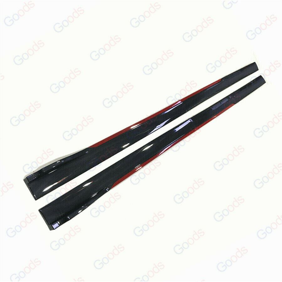 Fit Honda Side Skirts Extension Panel Splitters 94'' (Carbon Fiber Style with Red Trim)