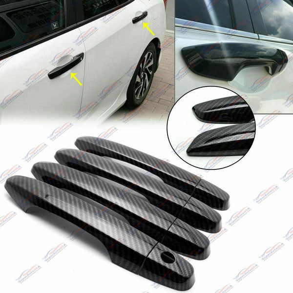 Ajuste 2012-2016 Honda CR-V CRV Driver Side Door Handle Covers Trim (impresión de fibra de carbono)